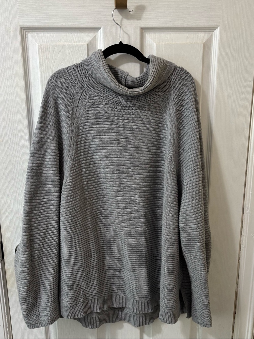 Kenneth Cole Light Gray Ribbed Cowl Neck Sweater